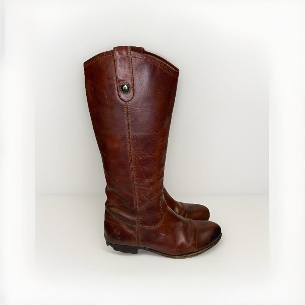 Frye Boots Womens 7.5 B Brown Melissa Button Leather Pull On 77167 Cognac Boots